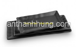 Đĩa chữ nhật có vân đen mờ WKP085